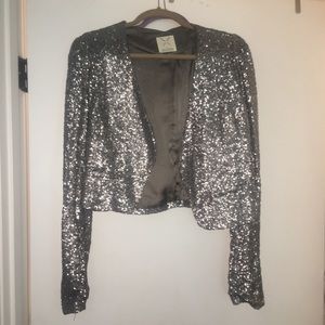 Silver sequin blazer
